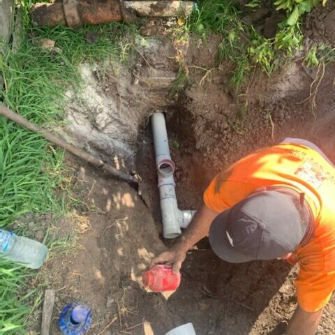 digging up and fixing a stormwater drain hallam