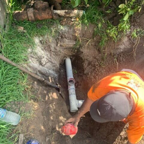 unblockages in emerald, our team getting in this hole to replace a section of blocked drain
