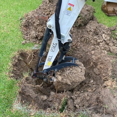 excavating prior to blocked drain fix and pipe replacement emerald